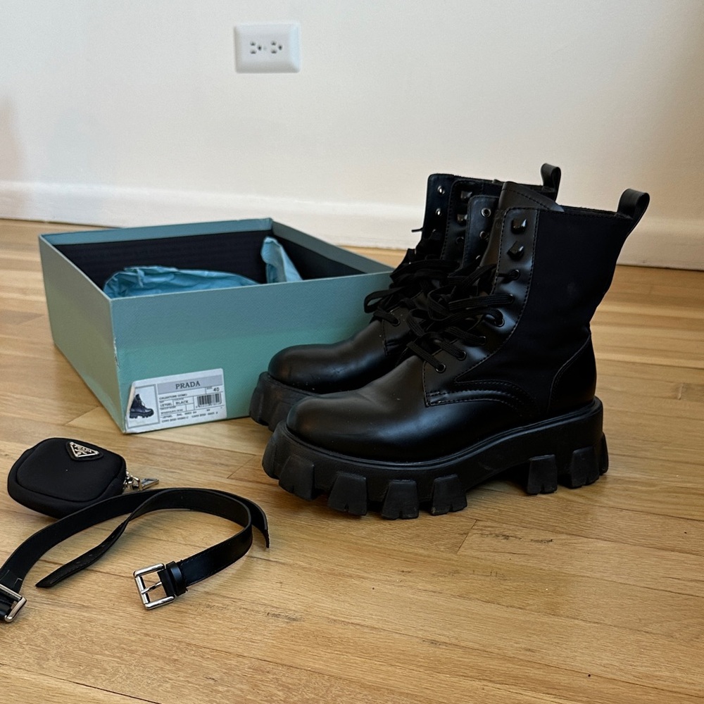 Prada Black Boots (Missing one pouch)